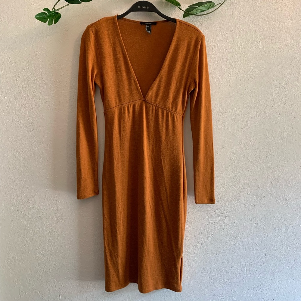 Burnt orange long sleeve knit dress